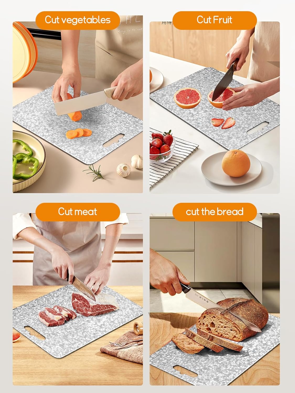 Titanium Cutting Board for Kitchen,Double Sided Pure Titanium Cutting Board,With Suspendable Handle,BPA Free, Dishwasher Safe (15.75“x11”) - Image 7