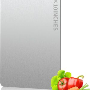 Titanium Cutting Board, Titanium Cutting Boards for Kitchen Double-Sided Stainless Steel Cutting Board Durable Non Toxic Food-Grade Chopping Board for Meat Vegetable Fruit (14"L x 10"W)