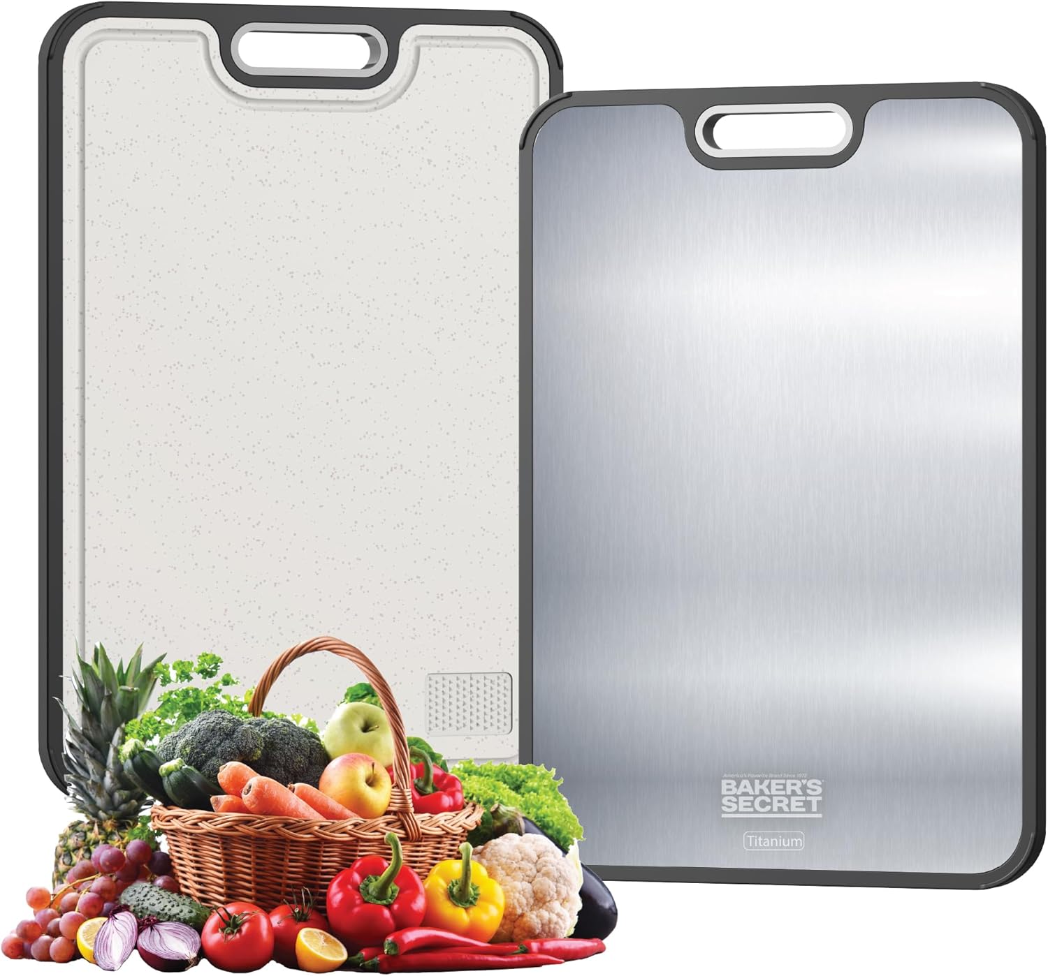 Titanium Cutting Boards for Kitchen, Cutting Board Double Sided Food Grade, Pure Titanium and Wheat Straw PP, Dishwasher Safe Easy to Clean Large Size 16\u201D×11\u201D Navy Blue by Baker's Secret - Image 9