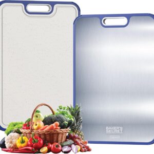 Titanium Cutting Boards for Kitchen, Cutting Board Double Sided Food Grade, Pure Titanium and Wheat Straw PP, Dishwasher Safe Easy to Clean Large Size 16\u201D×11\u201D Navy Blue by Baker's Secret