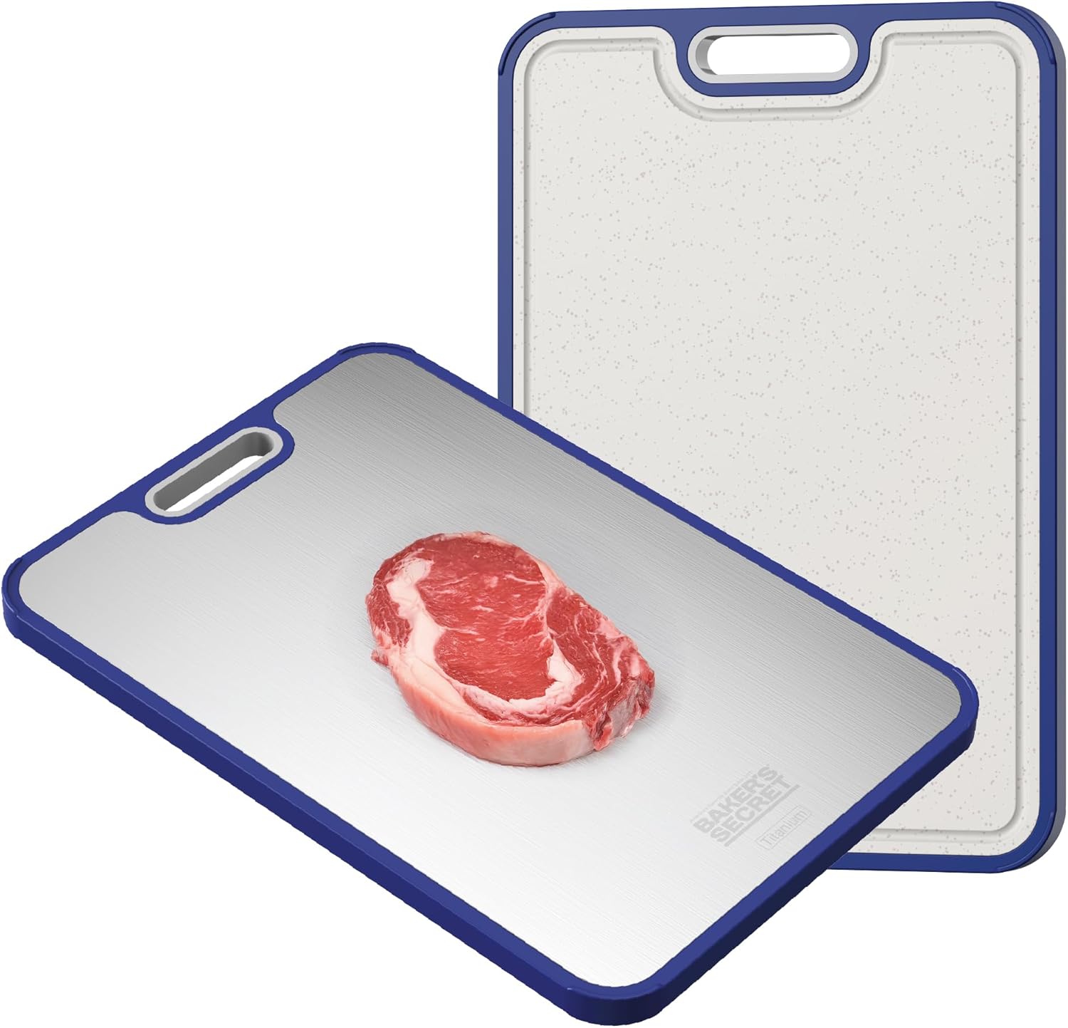Titanium Cutting Boards for Kitchen, Cutting Board Double Sided Food Grade, Pure Titanium and Wheat Straw PP, Dishwasher Safe Easy to Clean Large Size 16\u201D×11\u201D Navy Blue by Baker's Secret - Image 8