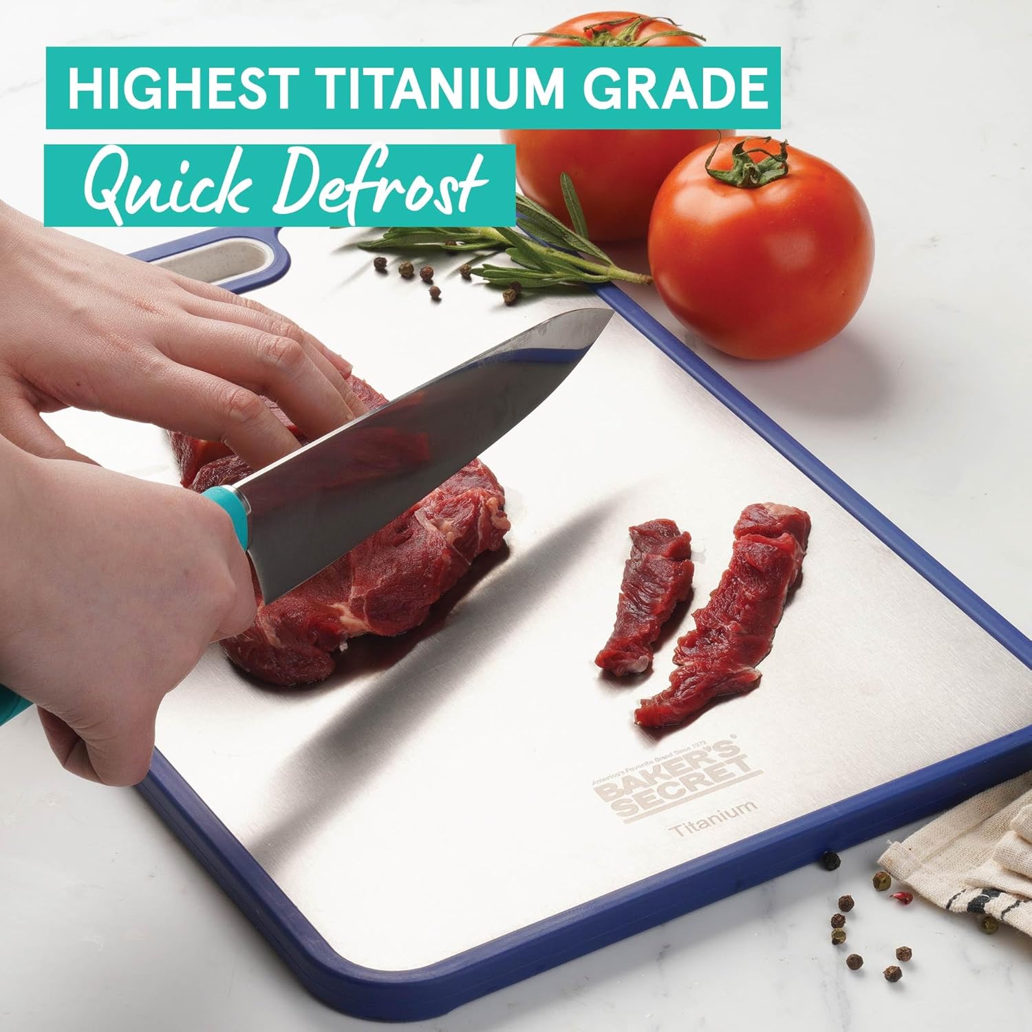 Titanium Cutting Boards for Kitchen, Cutting Board Double Sided Food Grade, Pure Titanium and Wheat Straw PP, Dishwasher Safe Easy to Clean Large Size 16\u201D×11\u201D Navy Blue by Baker's Secret - Image 5