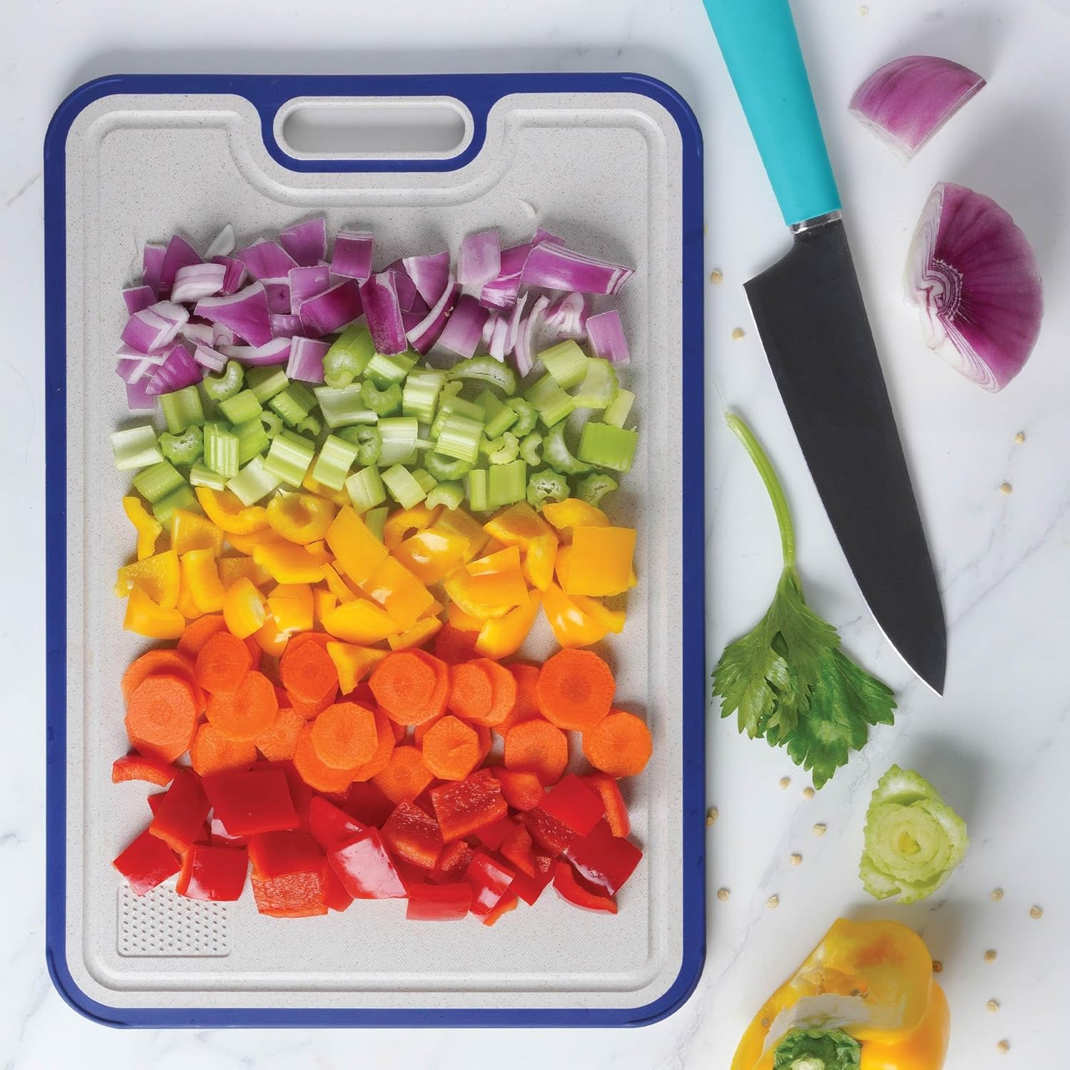 Titanium Cutting Boards for Kitchen, Cutting Board Double Sided Food Grade, Pure Titanium and Wheat Straw PP, Dishwasher Safe Easy to Clean Large Size 16\u201D×11\u201D Navy Blue by Baker's Secret - Image 2