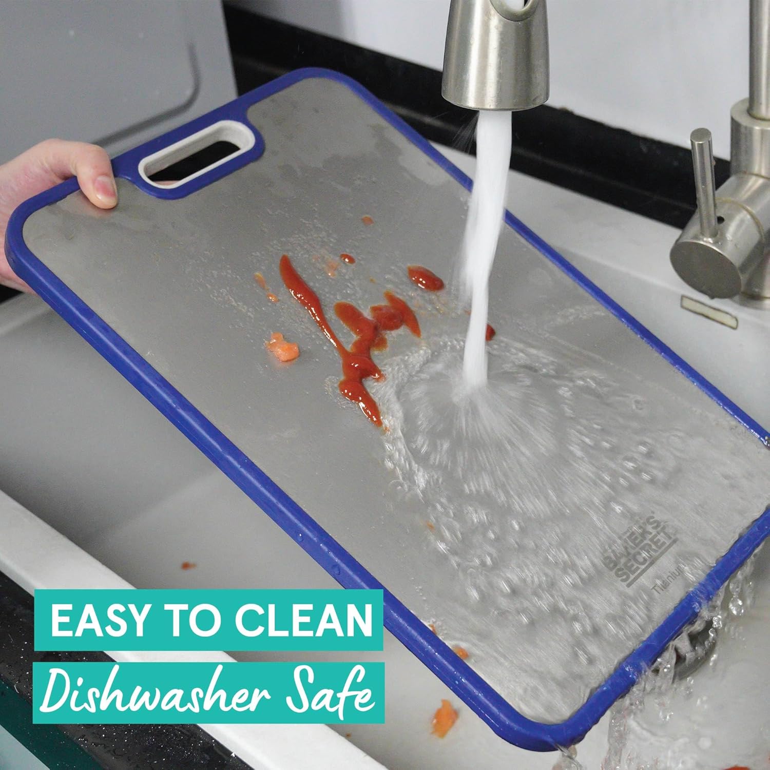 Titanium Cutting Boards for Kitchen, Cutting Board Double Sided Food Grade, Pure Titanium and Wheat Straw PP, Dishwasher Safe Easy to Clean Large Size 16\u201D×11\u201D Navy Blue by Baker's Secret - Image 7