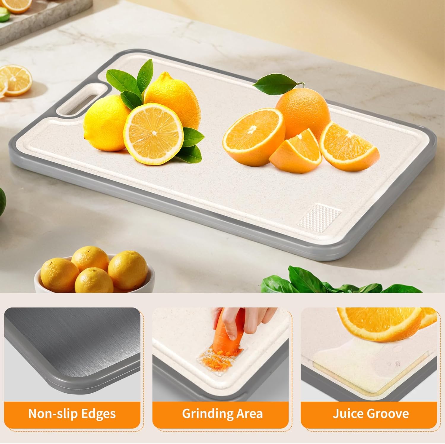 Titanium cutting boards for Kitchen,Double Sided Food Grade,Pure Titanium and Wheat Straw PP, Double Chopping Boards for Meat and Fruits Easy to Clean Size 15’’x10’’ - Image 6