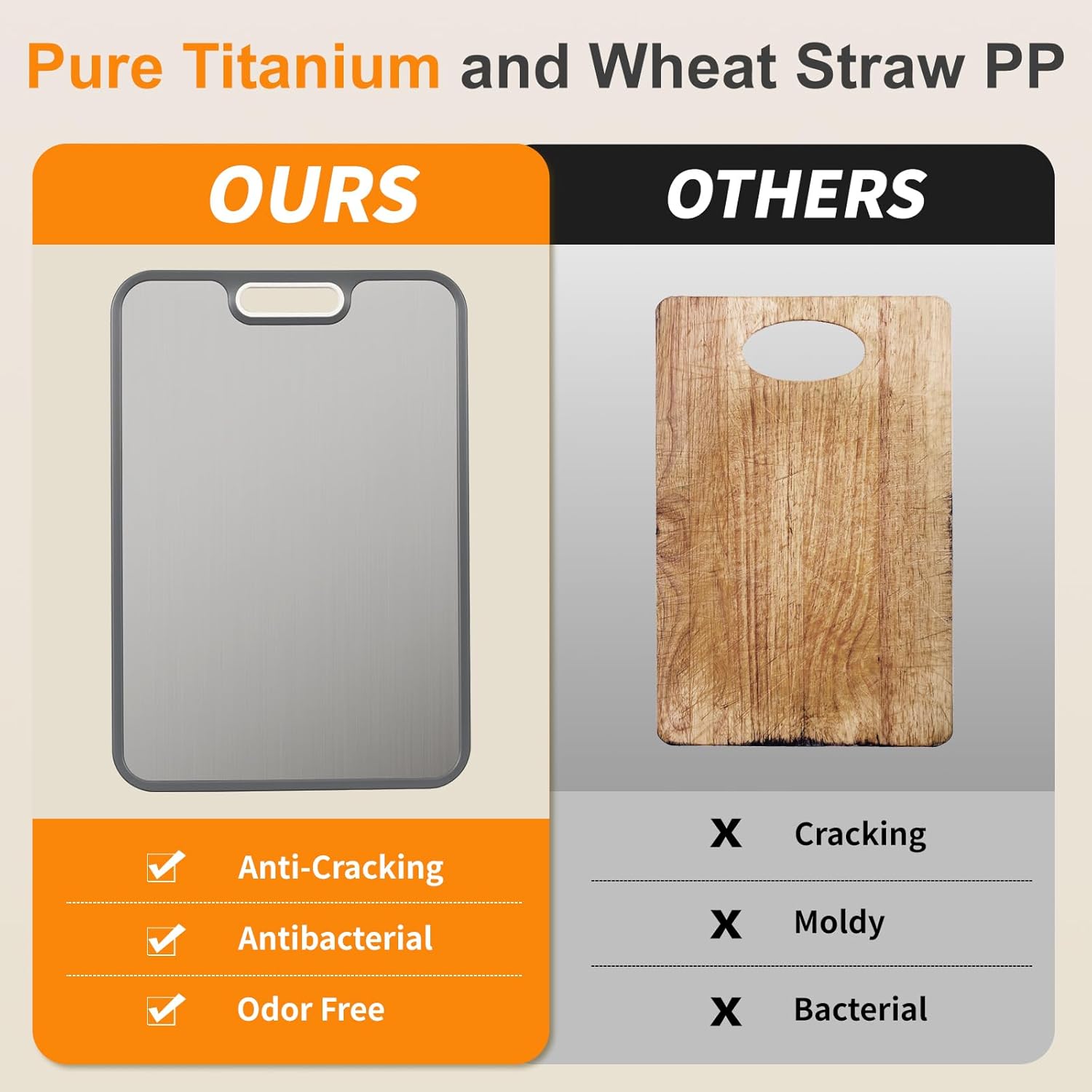 Titanium cutting boards for Kitchen,Double Sided Food Grade,Pure Titanium and Wheat Straw PP, Double Chopping Boards for Meat and Fruits Easy to Clean Size 15’’x10’’ - Image 4