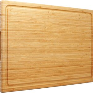 Utoplike Extra Large XXXL Bamboo Cutting Board 24 x16 Inch, Largest Wooden Butcher Block for Turkey, Meat, Vegetables, BBQ, Over the Sink Chopping Board with Handle and Juice Groove, Thickness 1.25"