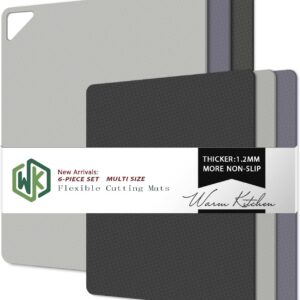 WK Flexible Plastic Cutting Boards for Kitchen Set of 6, Non Slip Cutting Board Mats with Hole, Cutting Boards for Meat, BPA Free, Dishwasher Safe, Multi Size