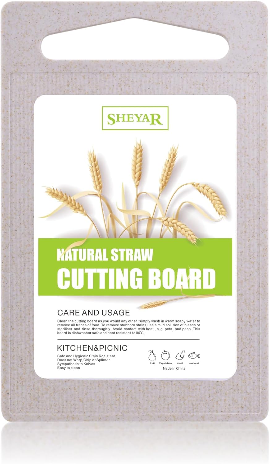 Zzsbrm Cutting Board for Kitchen, Wheat Straw Fiber Cutting Board, Dish Washer Safe, w\/Juice Grooves for Meat, Veggies, Easy Grip Handle, Non-slip Surface Eco-friendly Serveware Accessories(10\u2018x6.3\u2019)